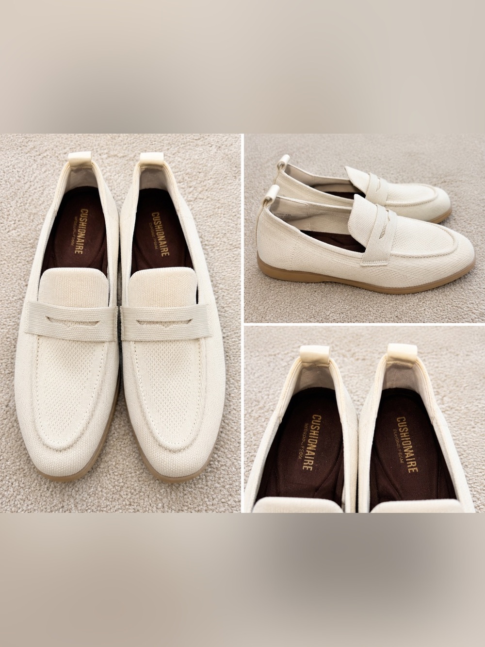 Women’s Knit Slip-On Loafers in Cream